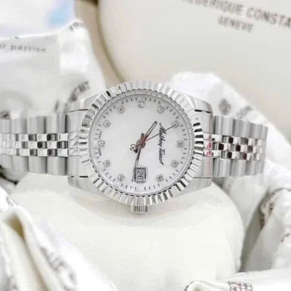 Ladies Tissot Mathey 32mm Silver Diamond Dial Watch - www 
